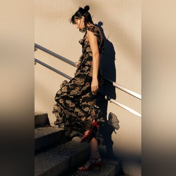 RARE KATE MOSS NWT ZARAβMULTI-POSITIONAL PRINTED DRESS X KATE MOSS - Picture 8 of 10